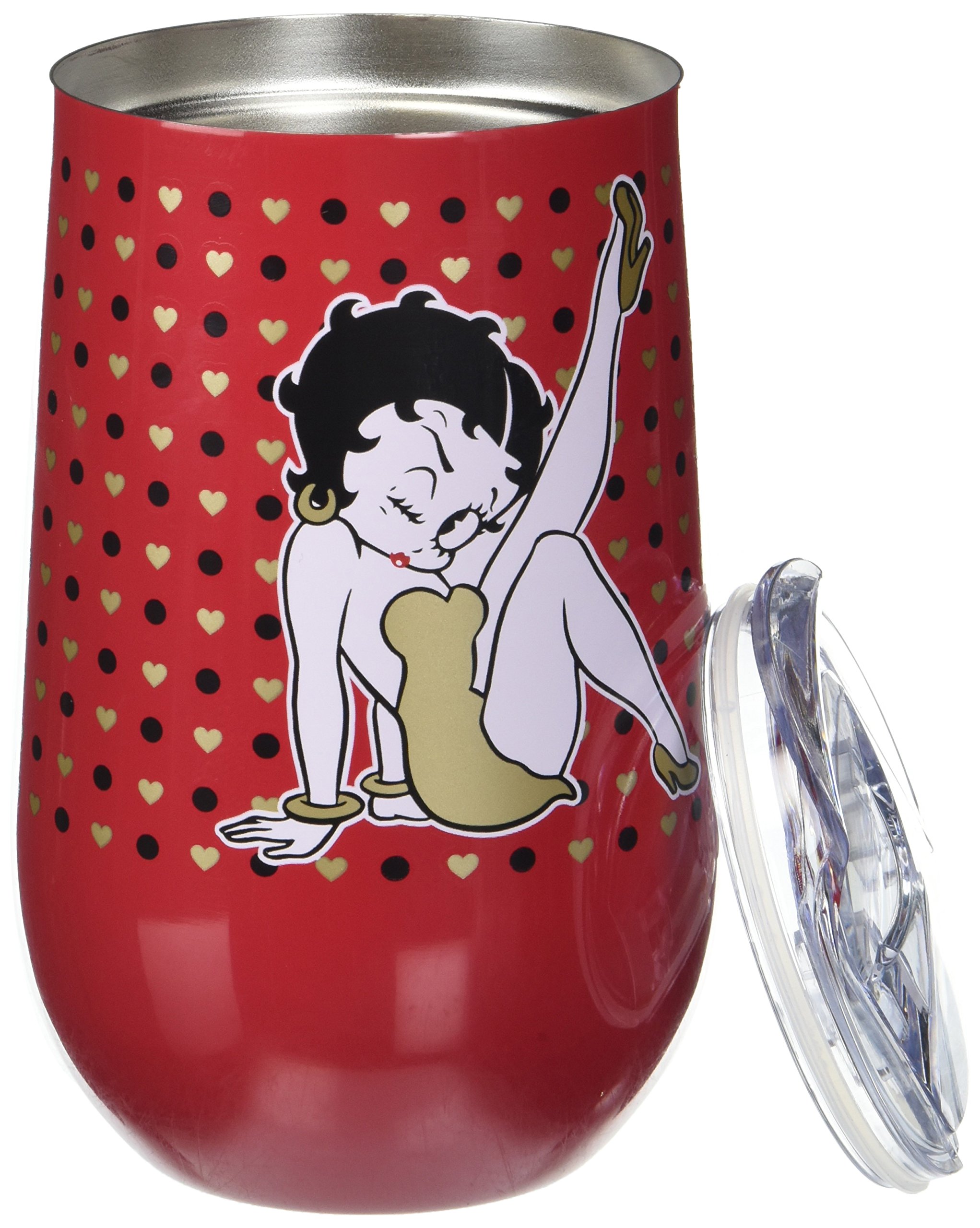 Betty Boop Stainless Steel Wine Tumbler - 20oz Insulated Travel Cup with Lid & Straw - Perfect for Wine Lovers, Outdoor Picnics & Office Use