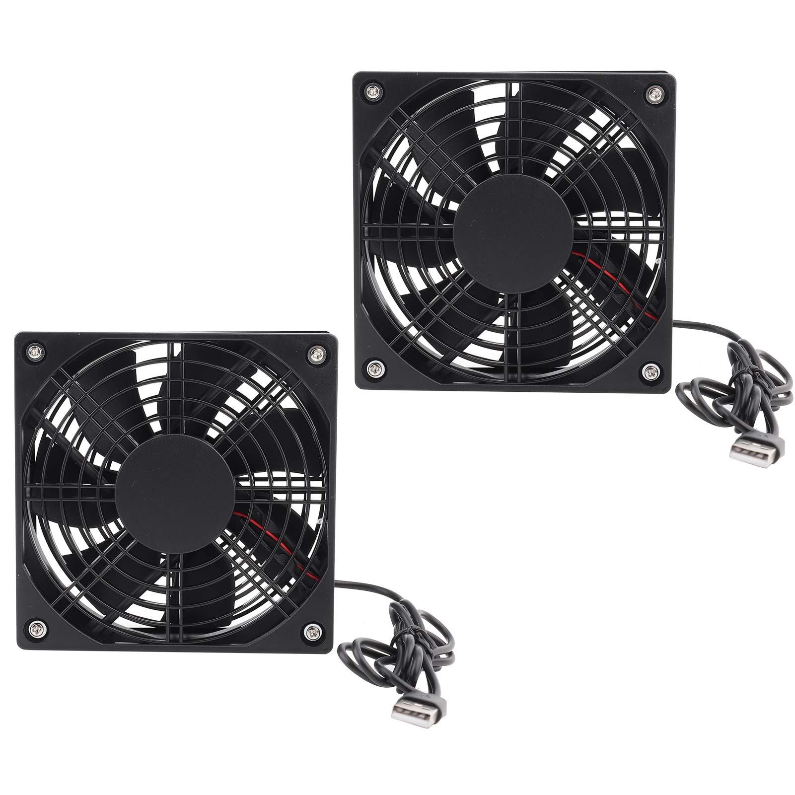 AUHX Ultra Silent USB 2-Pack Low Noise PC Case Fans - Multiple Power Supply Computer Cooling Fan for TV, Modem, Router & Gaming PC | Quiet Cooling Solution for Home Office & Workstation