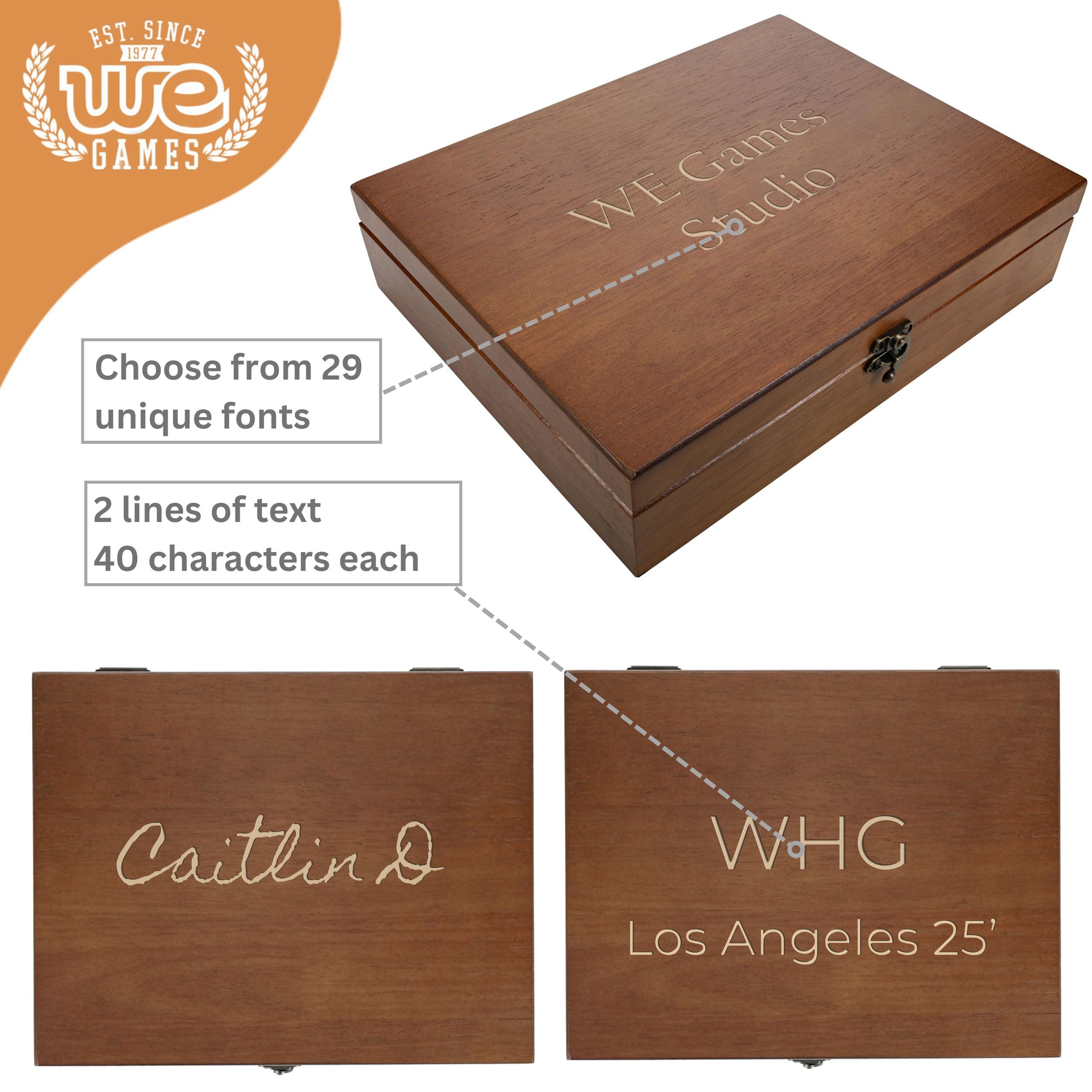 Custom Engraved Wooden Treasure Box with Brass Latch - Walnut Finish for Jewelry Storage