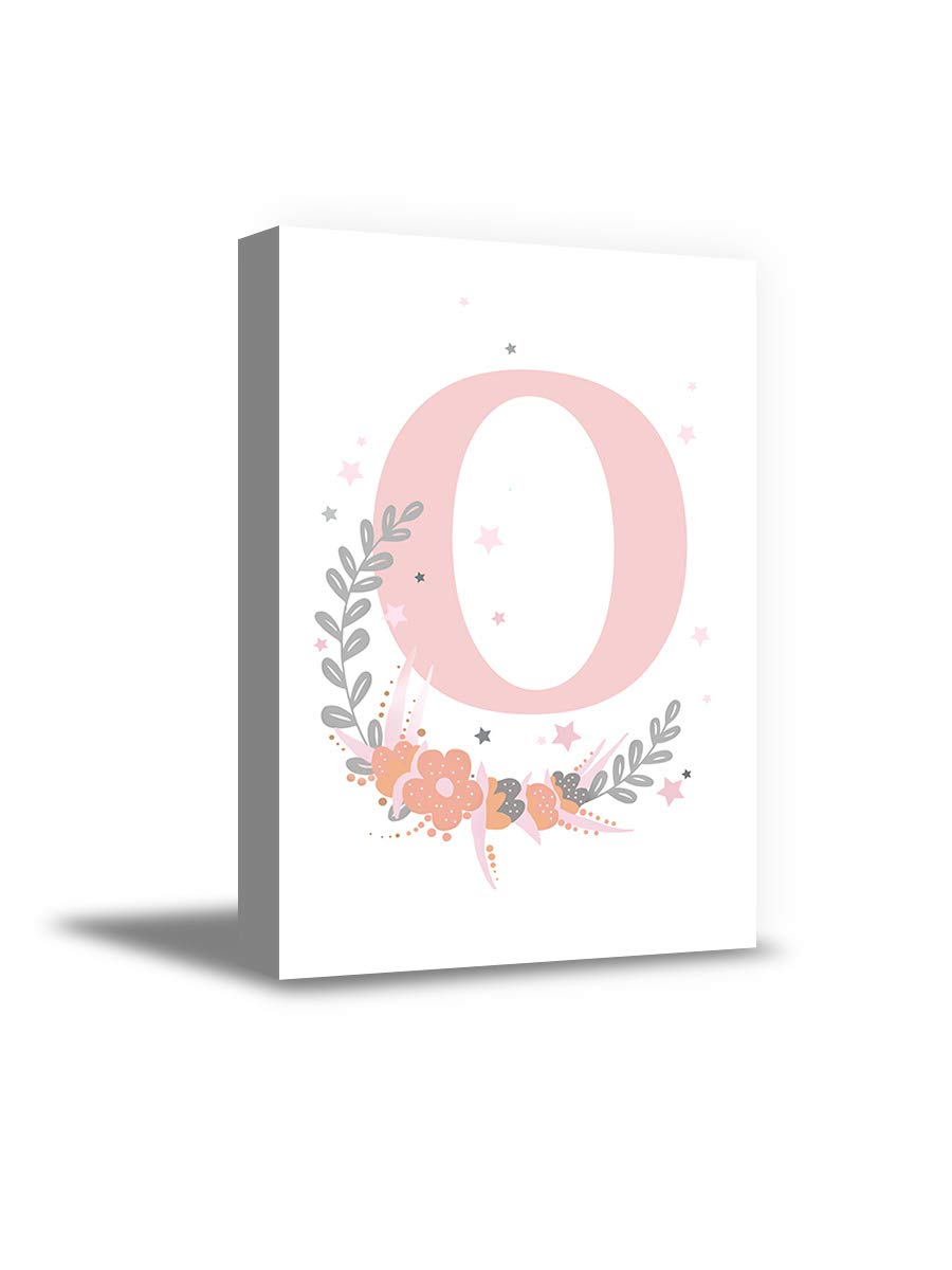 Personalized Pink Initial Letter O Nursery Canvas Wall Art - 15