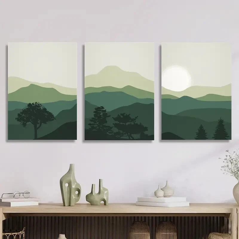 3-Piece Abstract Blue Landscape Metal Wall Art - Ready to Hang Modern Home Decor for Living Room, Bedroom & Office
