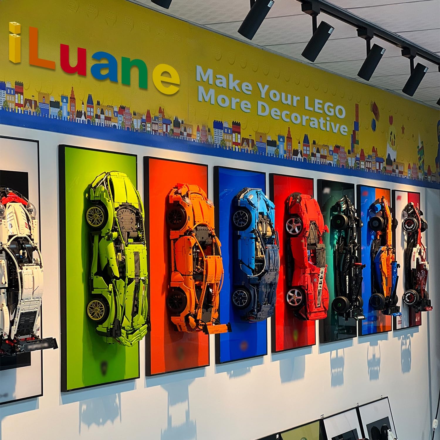 iLuane Lego Technic Ferrari Daytona SP3 42143 Display Wallboard - Race Car Model Building Kit for Adults, Wall Mount for Home & Office Décor (Car Not Included) | Perfect for Showcasing Collectibles in Living Rooms, Game Rooms or Man Caves