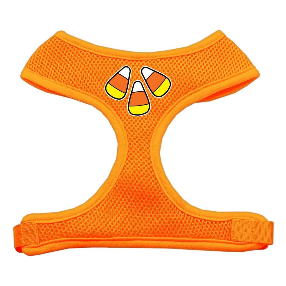 Candy Corn Design Soft Mesh Dog Harness - Orange, Small Size for Small Dogs | Comfortable & Adjustable Pet Vest for Halloween, Costume Parties & Daily Walks