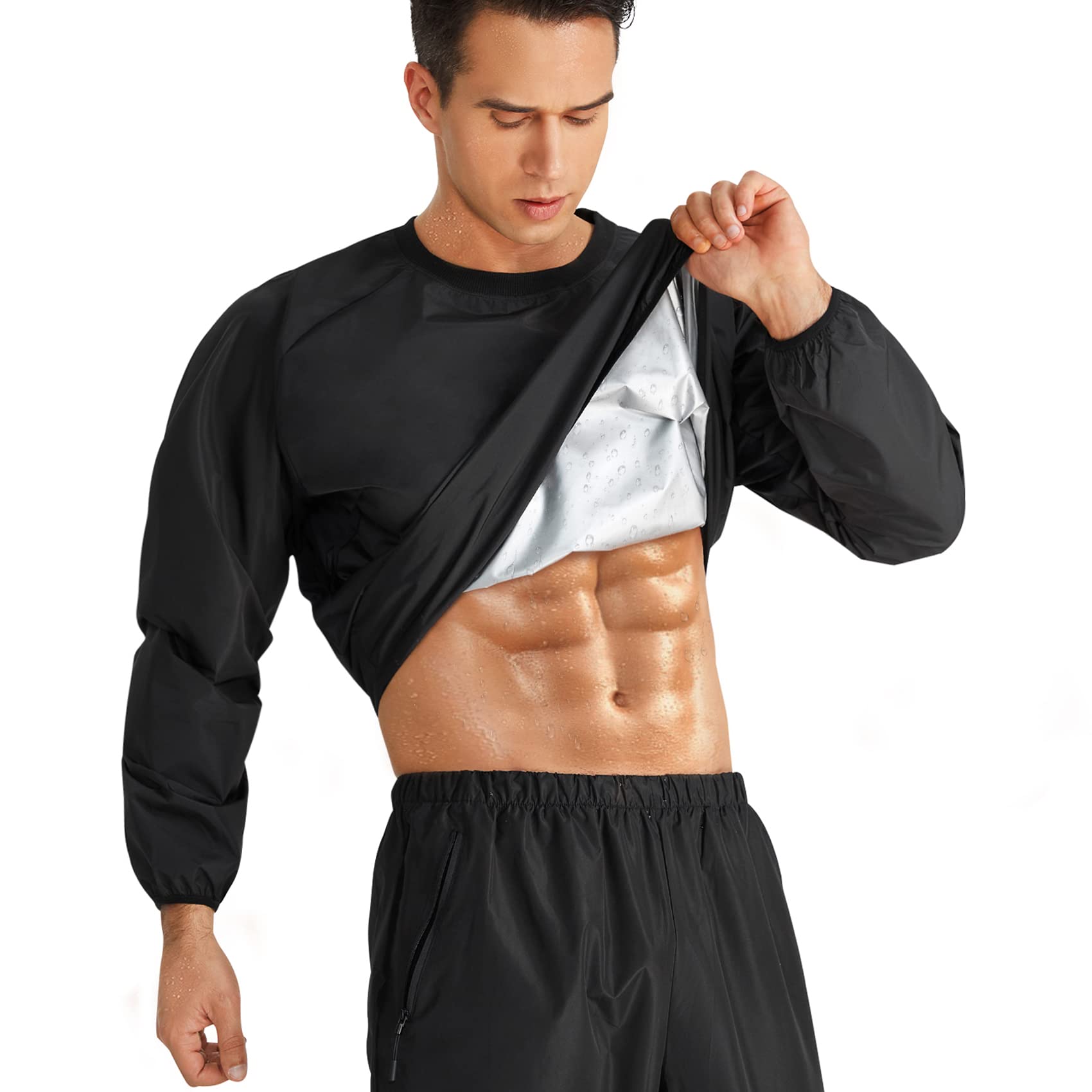 Men's Sauna Suit - Sweat Shirt & Pants Set for Weight Loss, Boxing & Gym Workouts | Non-Rip Sauna Wear for Intense Training & Detox | Perfect for Home Exercise, MMA Training & Fat Burning