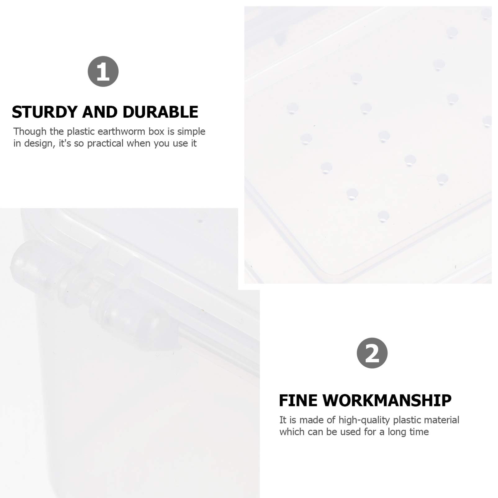 POPETPOP 2-Piece Plastic Reptile Feeding Dish Box - White Worm Box for Turtles, Lizards & Amphibians | Terrarium & Aquarium Food Tray | Ideal for Reptile Feeding & Habitat Maintenance