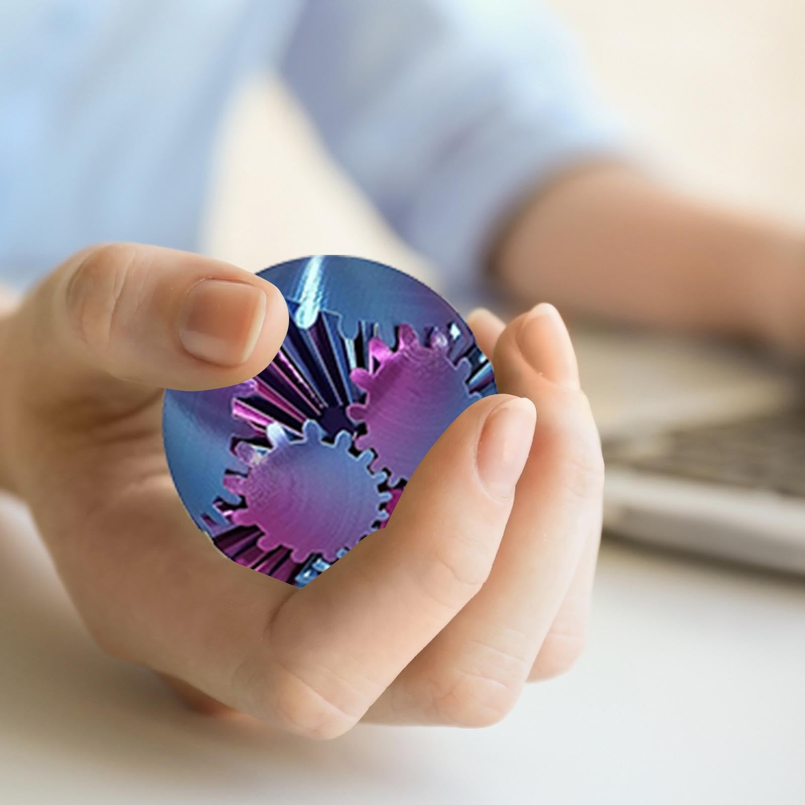 3D Printed Gear Stress Relief Ball | Fidget Spin Toy for Kids & Adults | Anti-Anxiety Sensory Gear Ball | Perfect for Office, School & Travel Stress Relief