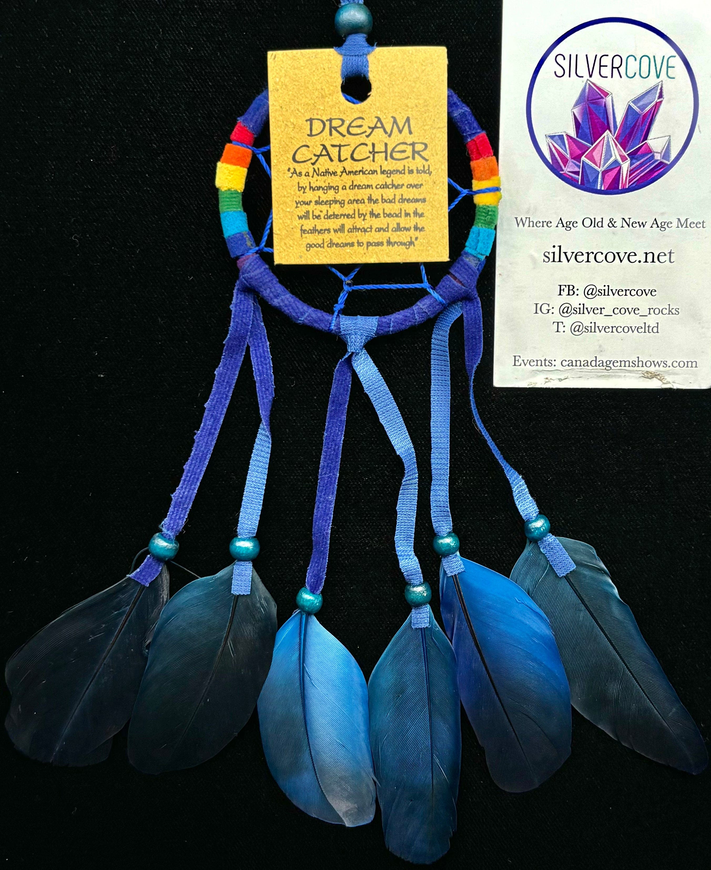 Blue Dream Catcher Handmade Native American Wall Hanging Decor - Perfect for Bedroom, Nursery & Boho Home Decor