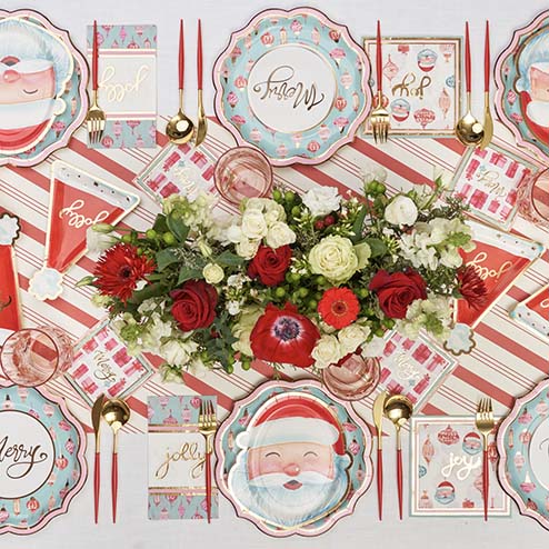 Jolly Holiday Table Setting - Elegant Christmas Dinnerware Set for Festive Gatherings & Family Celebrations