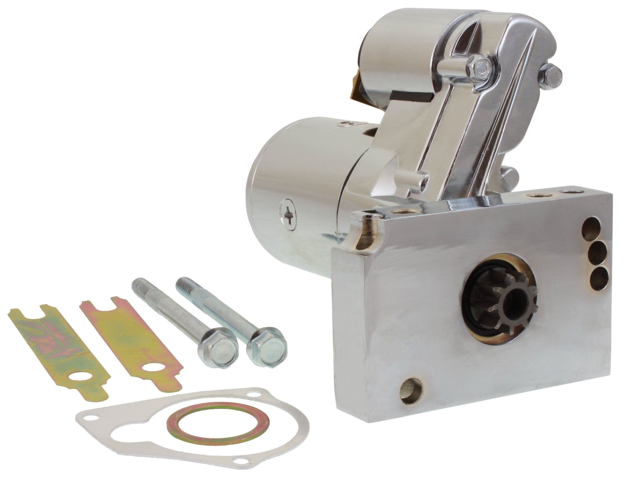 High-Performance Chrome 3HP Mini Starter for Chevy BBC & SBC Engines - Compatible with 327, 350, Big Block & Small Block - 153/168 Tooth Flywheel - Super Torque Gear Reduction - Part Numbers 12363128, 10097, 240-14104 - Ideal for Hot Rods, Classic Car Restoration & Performance Upgrades