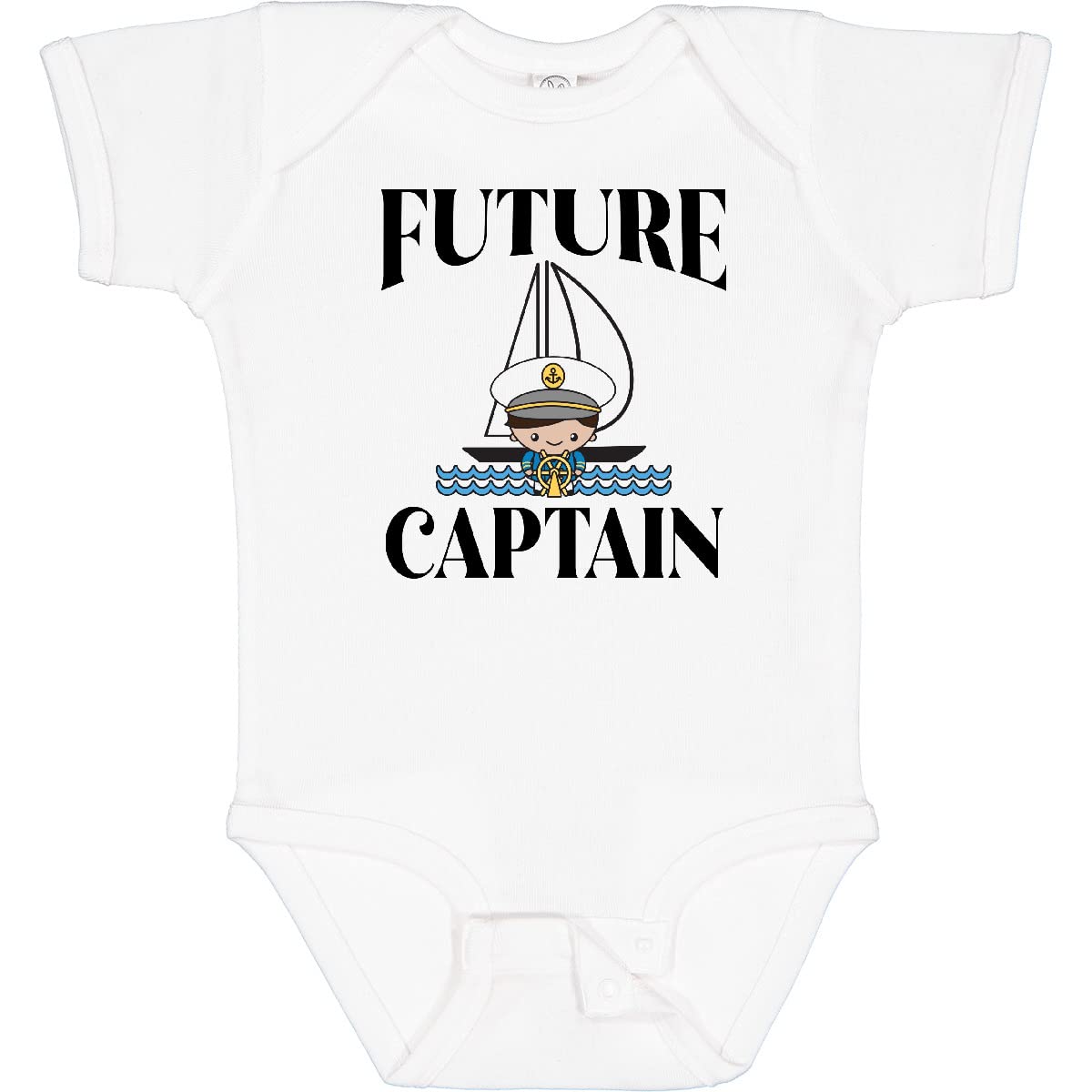 Inktastic Adorable Baby Boy Sailing Captain Outfit - 100% Cotton Cute Infant Bodysuit for Newborns & Toddlers | Perfect for Nautical Themed Parties, Photo Shoots & First Birthday Celebrations