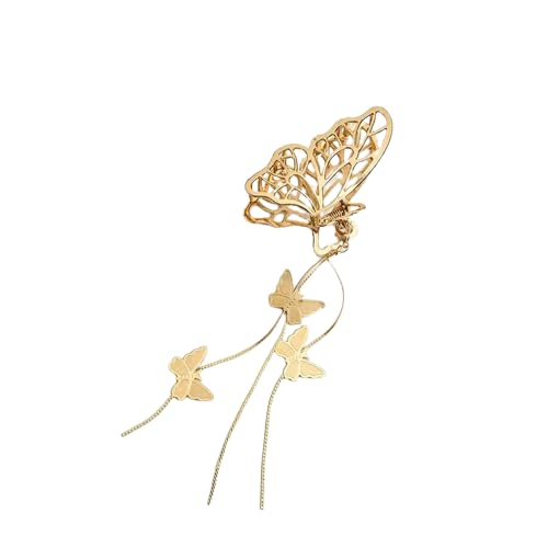 Shidara Butterfly Hair Claw Clips for Women - 1 Pack Metal Butterfly Tassel Design Non-Slip Hair Jaw Clamps | Hair Accessories for Women & Girls | Perfect for Parties, Weddings & Everyday Use