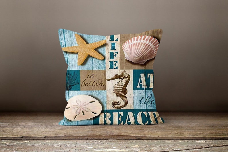 Coastal Quotes Set of 4 Decorative Throw Pillow Covers - Boho Beach House Decor for Living Room, Bedroom, or Porch