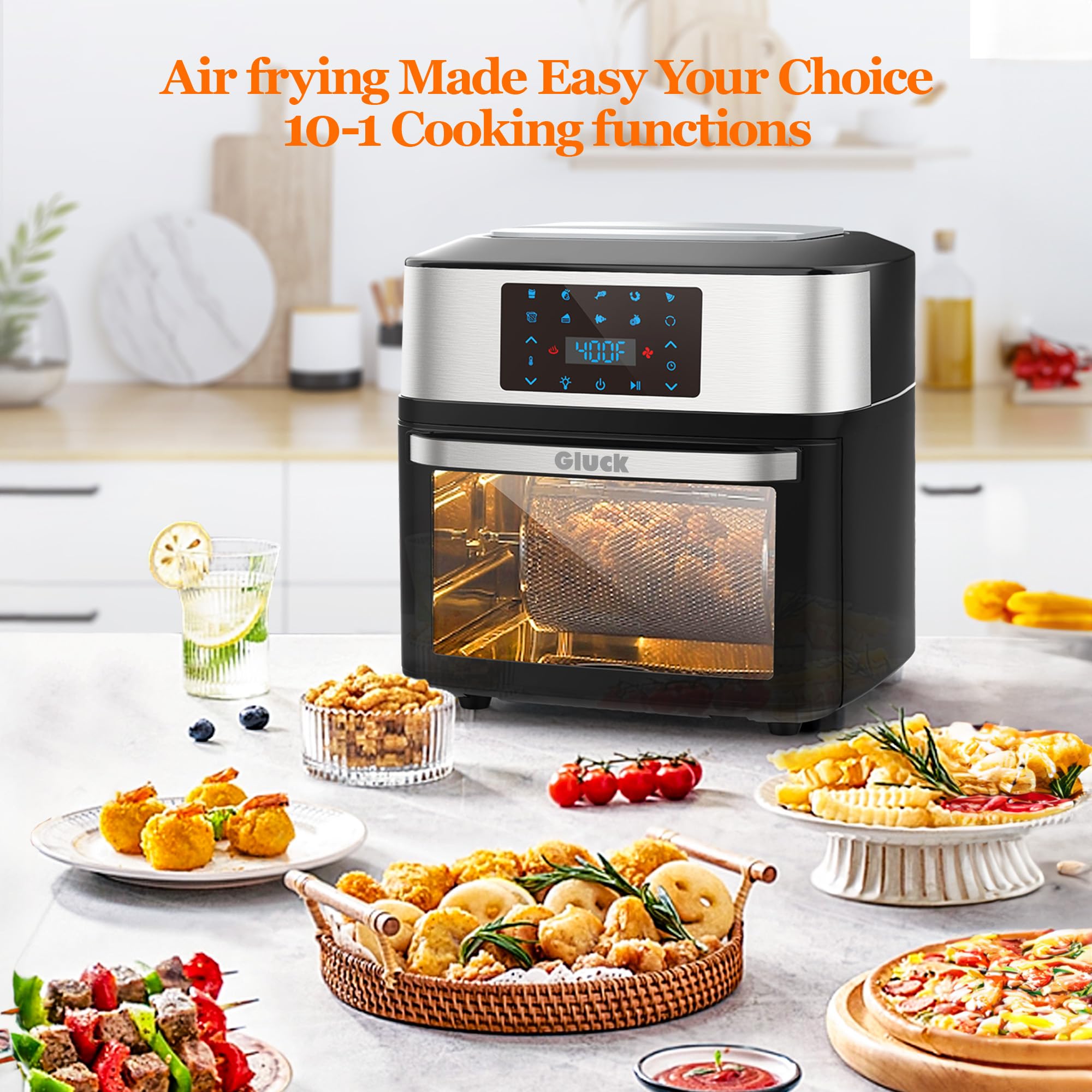 20 QT Large Air Fryer Oven with Viewing Window - 10-in-1 Air Fryer Toaster Combo with Rotisserie Racks & Cookbook - ETL Certified for Family Cooking, Meal Prep & Healthy Eating