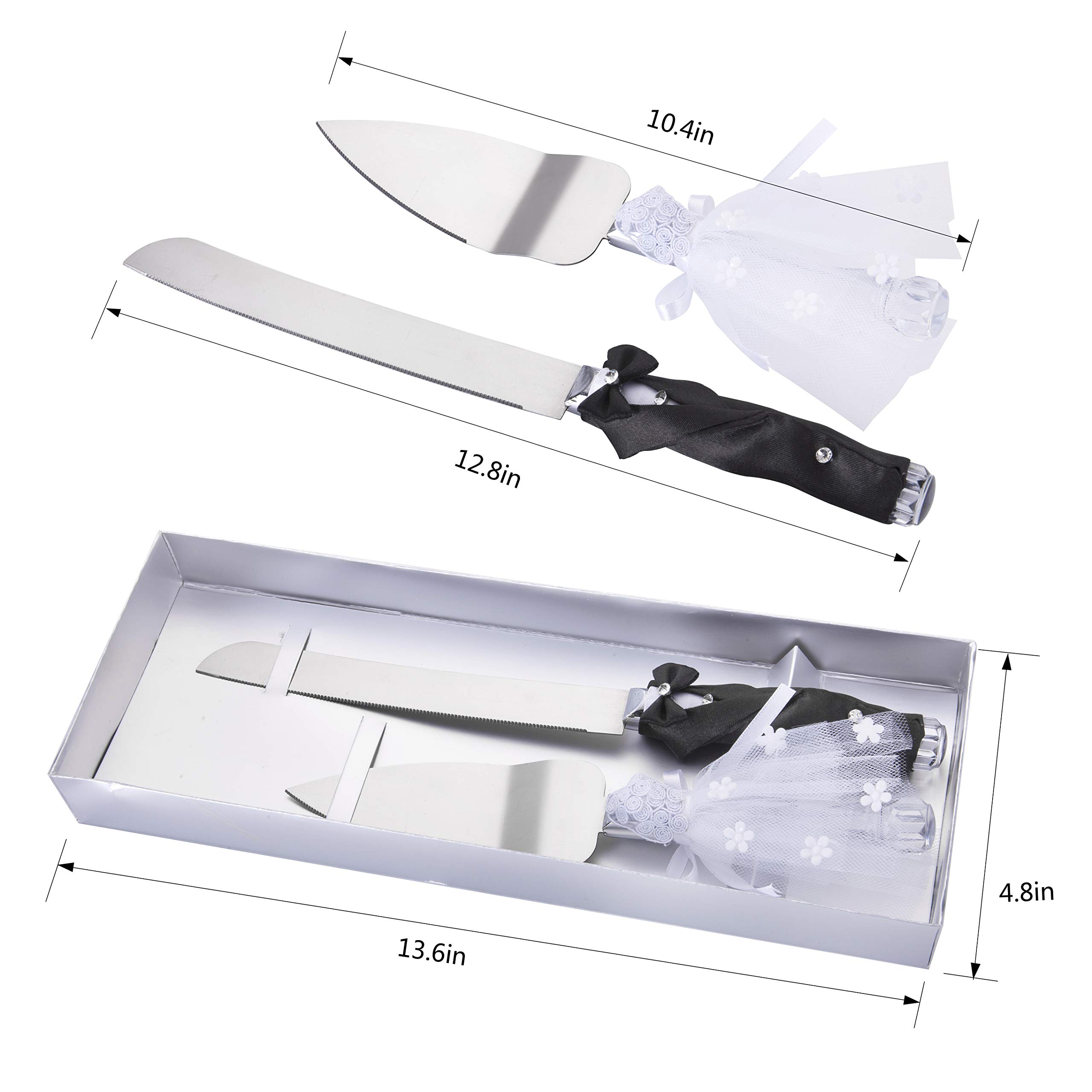 ULA Bride and Groom Wedding Cake Knife & Server Set - Stainless Steel Serrated Cake Knife & Pie Server - Elegant Wedding Gift for Anniversary, Valentine's Day - Perfect for Wedding Cake Cutting Ceremony & Dessert Serving