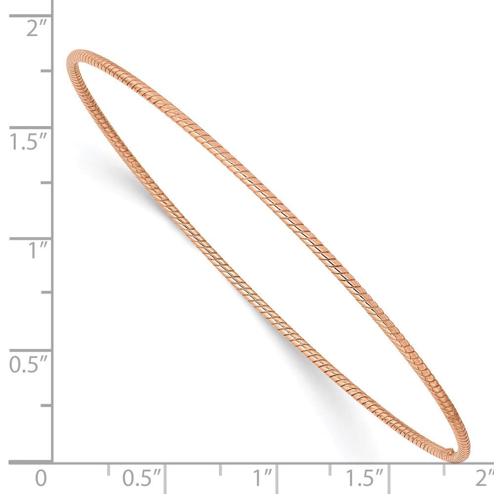 14K Rose Gold 1.5mm Twist Slip-On Bangle Bracelet for Women - Elegant Stackable Jewelry for Everyday Wear, Parties & Special Occasions