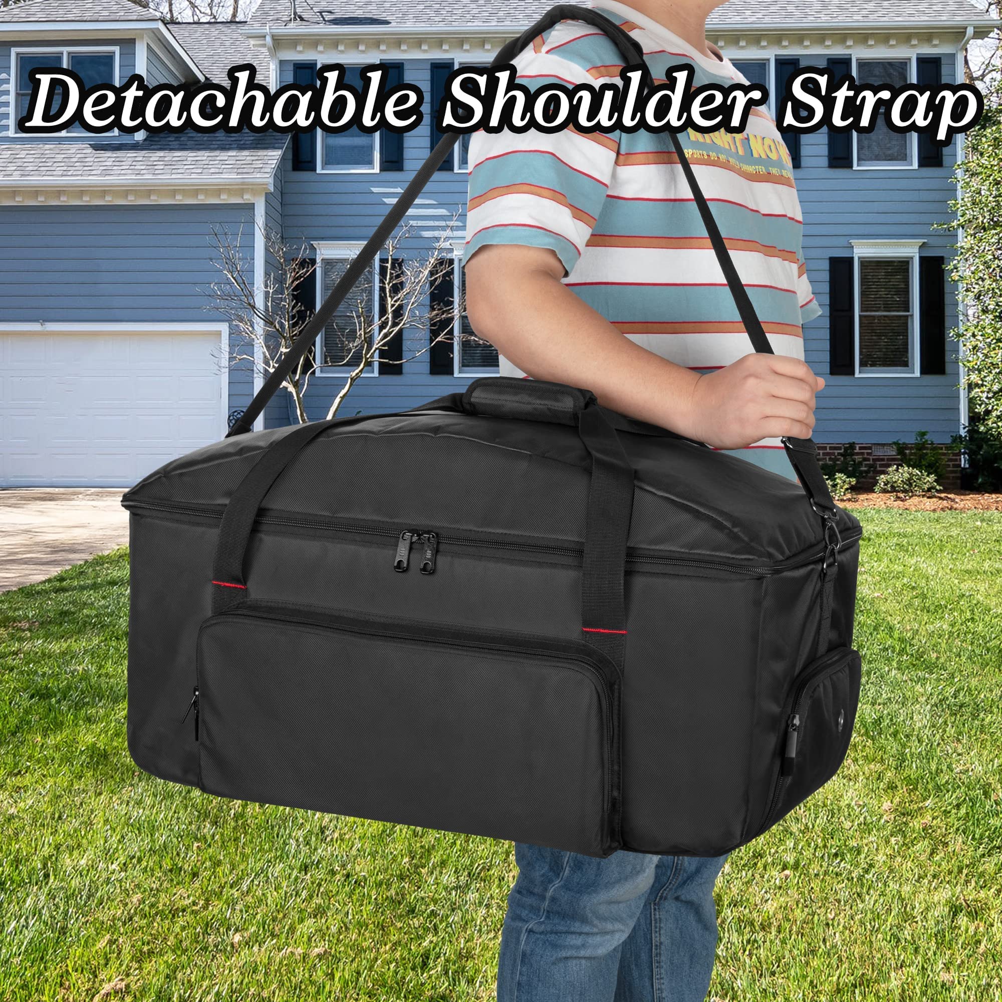 Portable SAMDEW BBQ Camp Grill & 20 lb Propane Tank Storage Bag - Durable Black Carrying Case for Outdoor Cooking, Tailgating & Camping Trips
