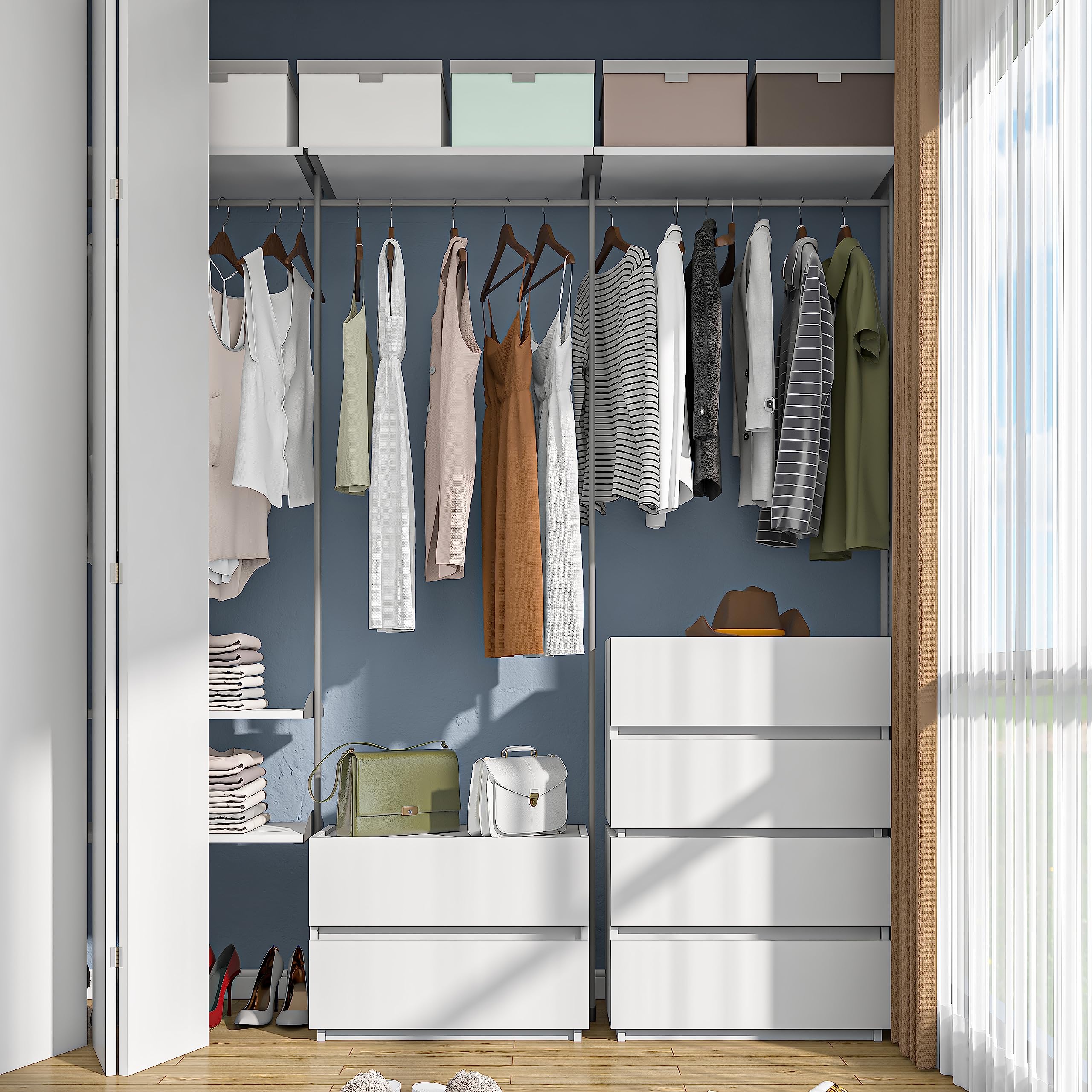 Furtble Stackable 2-Drawer Dresser - White Wooden Storage Cabinet for Bedroom, Closet & Entryway (23.6 Inch) | Compact Nightstand, Sofa Side Table & Hallway Organizer | Perfect for Small Spaces & Apartment Living