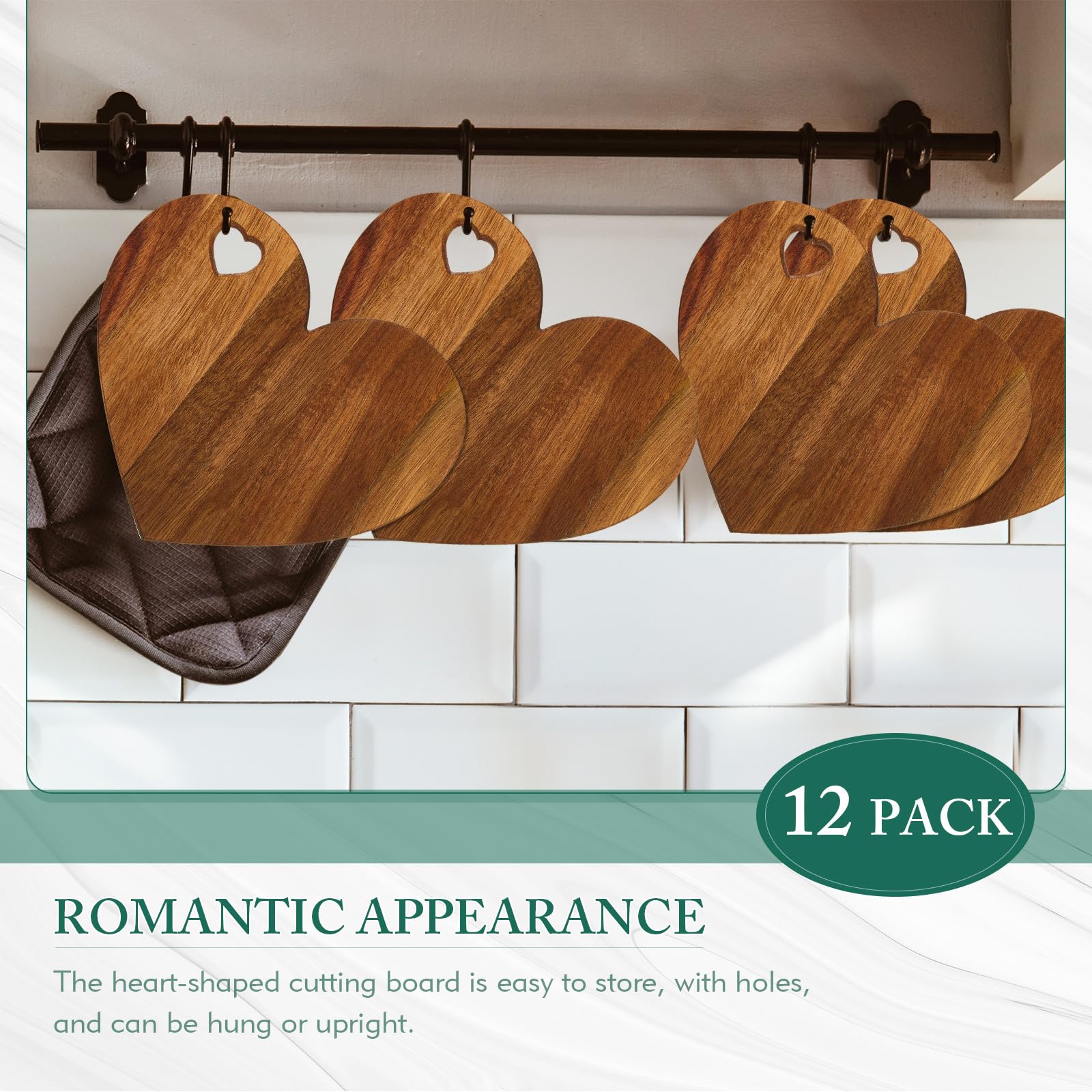 12-Piece Acacia Wood Heart Cheese Board Set with Knives - Mini Charcuterie Platter for Bridal Shower Favors, Wedding Guest Gifts, Baby Showers, Birthdays & Valentine's Day - Perfect for Cheese Tastings, Charcuterie Parties & Thank You Gifts