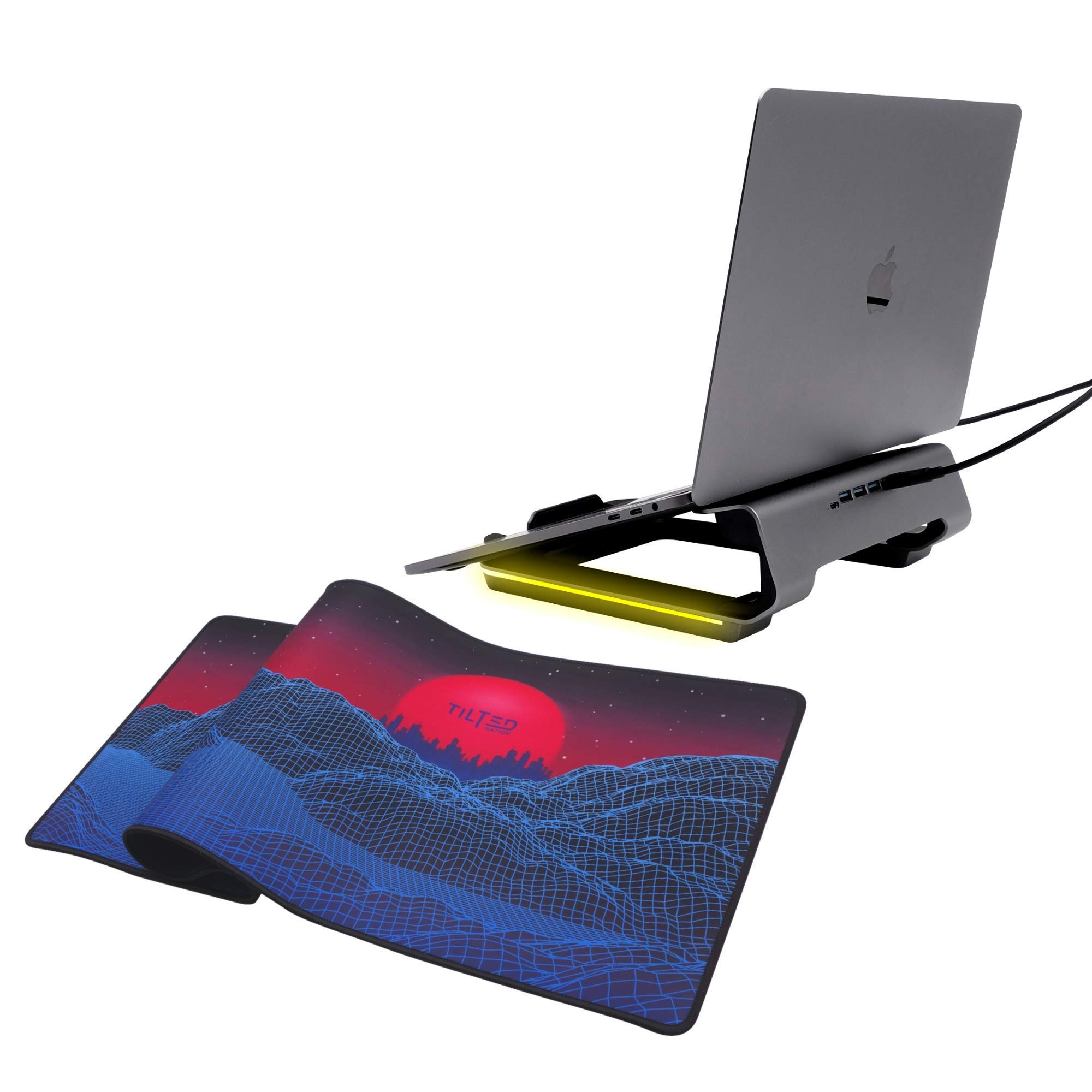 Tilted Nation Extended RGB Gaming Mouse Pad & Laptop Stand - Ergonomic Desk Accessory for PC Gamers & Streamers | Perfect for Esports, Workstations & Home Office Setups