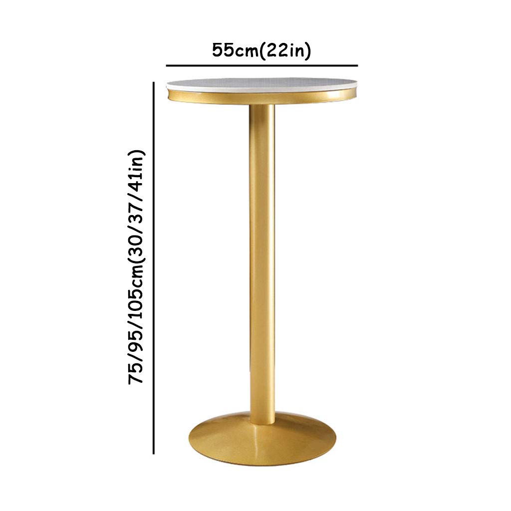 Round Marble Bar Table with Golden Metal Base - Easy to Install Kitchen Island or Living Room Counter Height Table - Perfect for Small Spaces, Breakfast Nook, and Home Entertaining