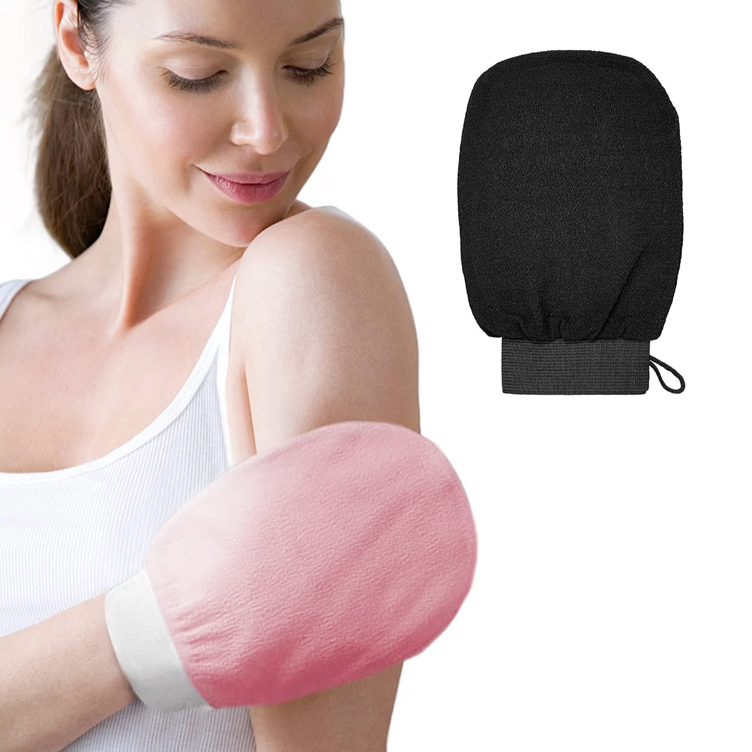 Madcube Exfoliating Gloves for Dead Skin Removal & Body Scrub | 100% Viscose Fiber Bathing Gloves for Smooth Skin | Pack of 2 | Perfect for Spa, Shower & Self-Care Routine