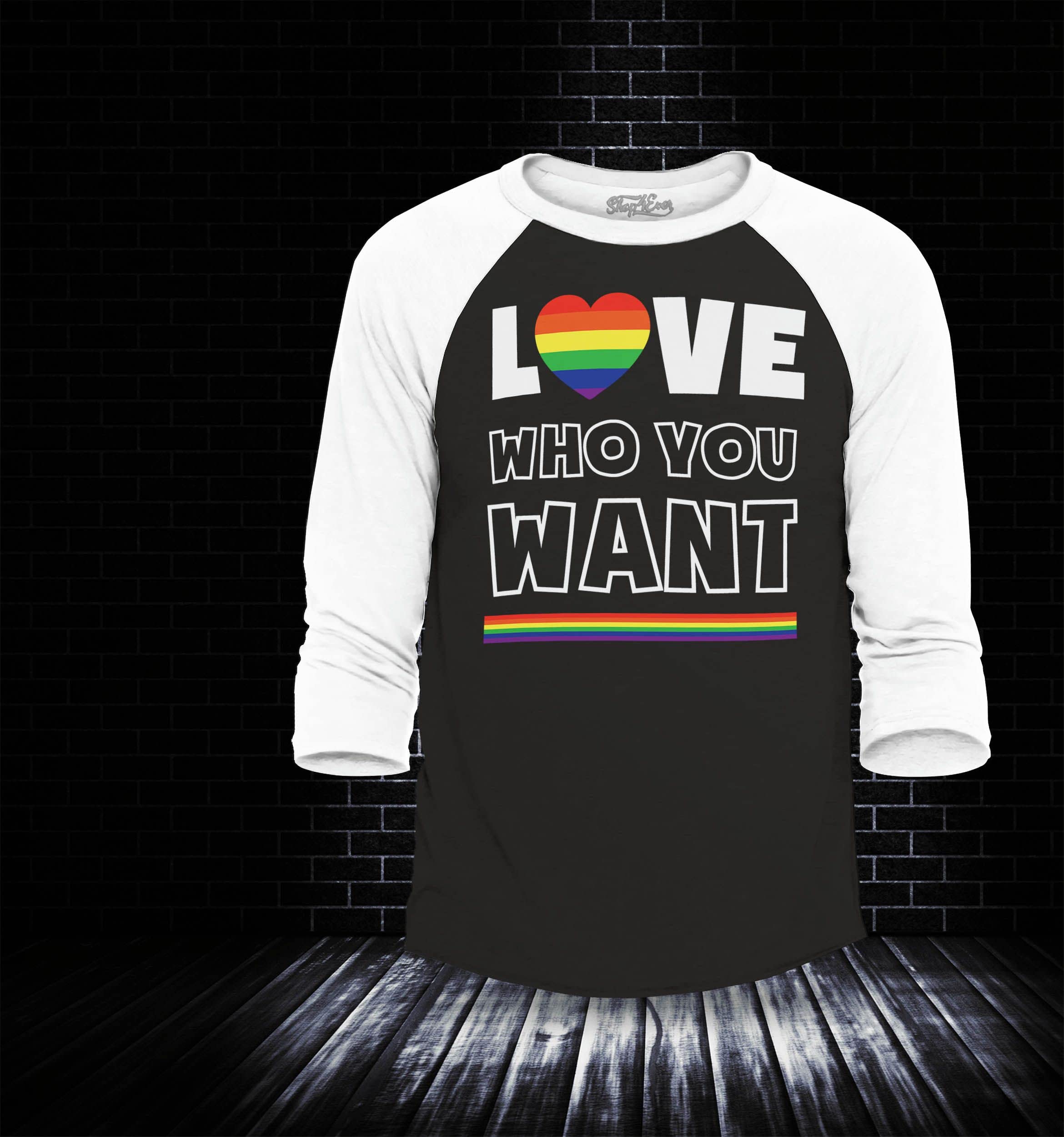 Shop4ever® Gay LGBTQ Pride Raglan Baseball Tee - Rainbow Love Equality Unisex T-Shirt for Pride Parades, Festivals & Ally Support