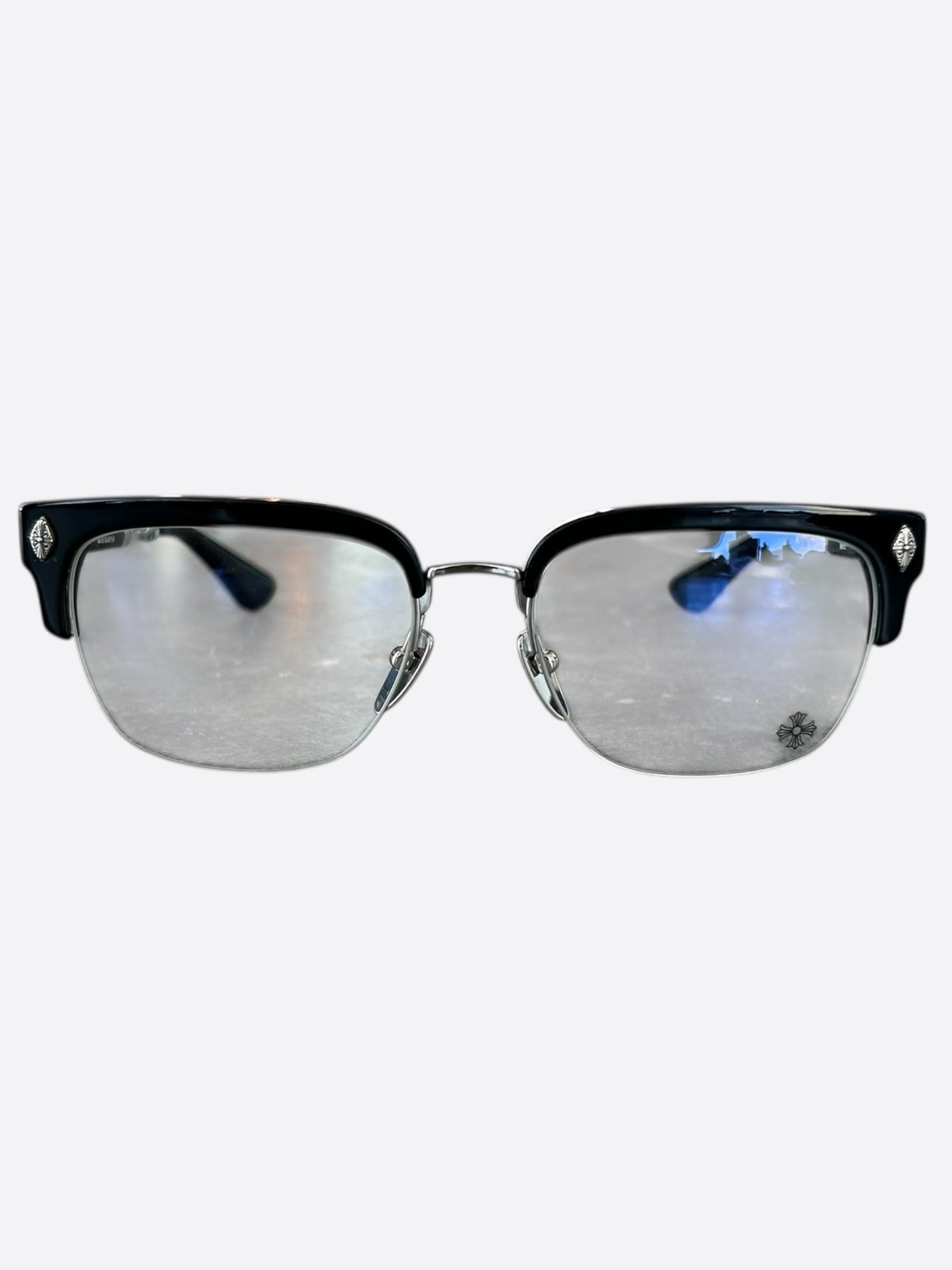 Chrome Hearts Black & Silver Evangelist Sunglasses - Luxury Designer Eyewear for Men & Women - Perfect for Outdoor Activities & Fashion Statements
