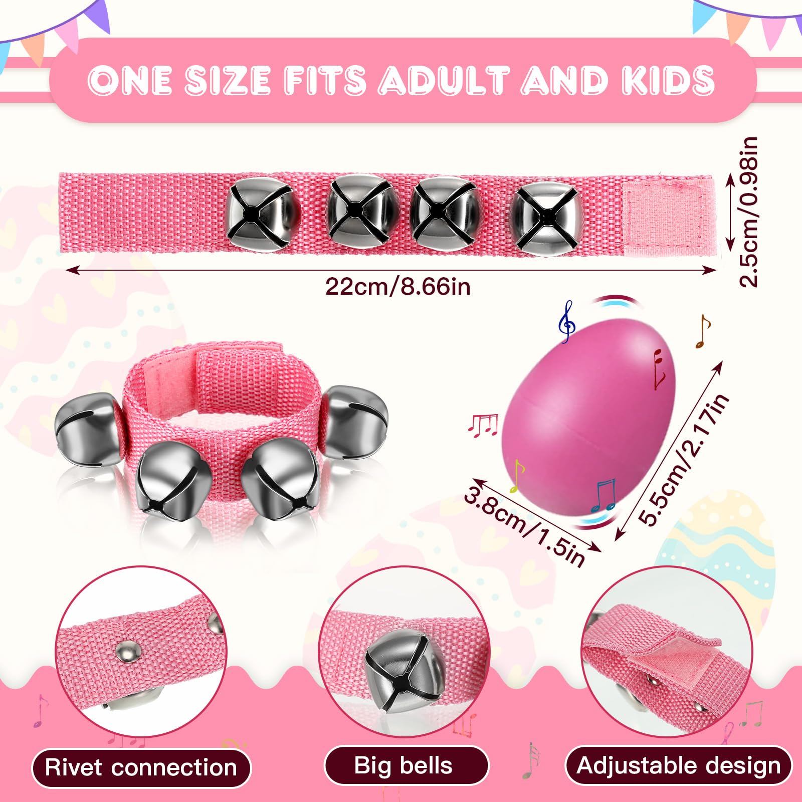 48-Piece Musical Instrument Set for Kids - Egg Shakers, Jingle Bells, Scarves & Rhythm Sticks - Perfect for Classroom, Birthday Parties & Music Learning