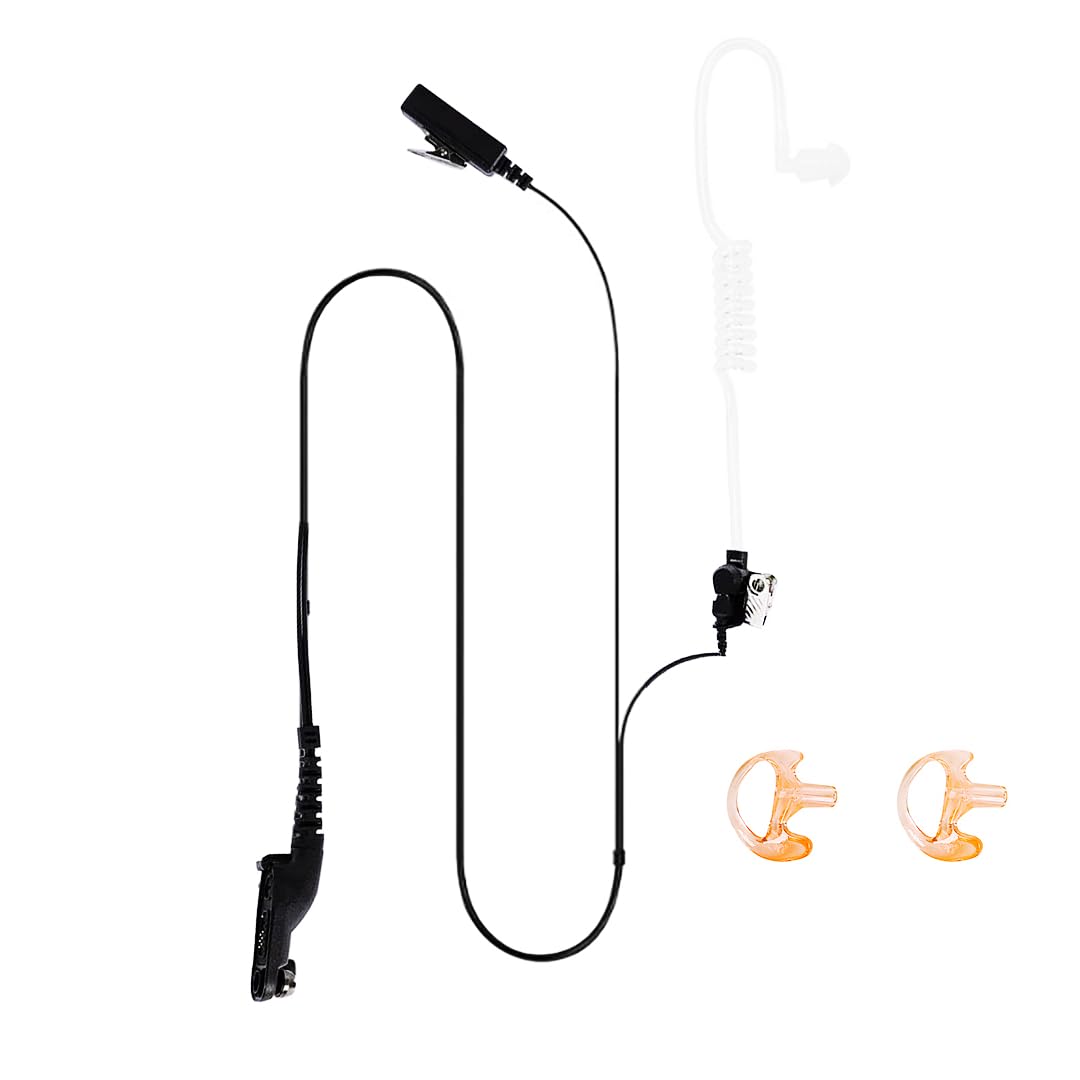Motorola Walkie Talkie Earpiece with Mic & Acoustic Tube - Compatible with APX4000, APX6000, APX7000, APX8000, XPR6350, XPR6550, XIR8268 (1 Pack) - Ideal for Security, Construction & Outdoor Communication