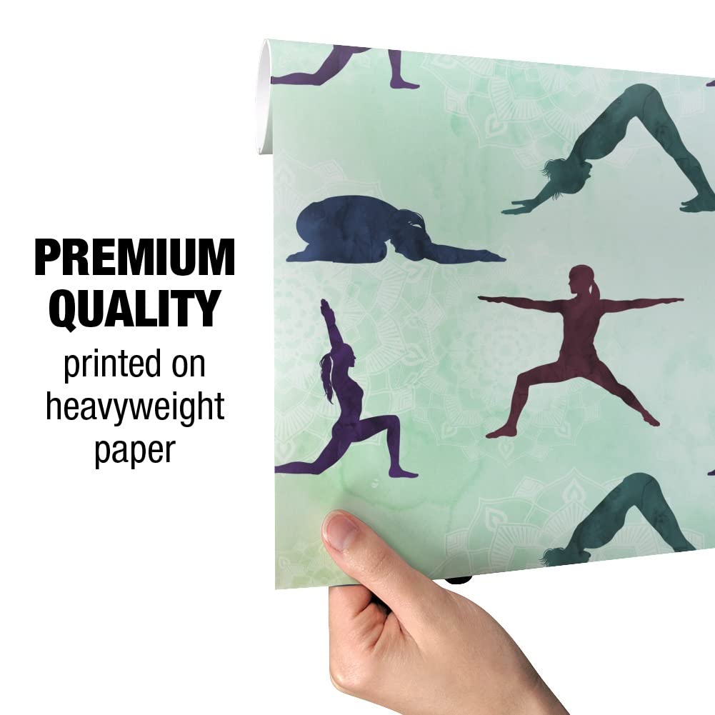 GRAPHICS & MORE Yoga Poses Gift Wrap Paper Rolls - Premium Wrapping Paper for Yoga Lovers, Birthday Gifts, Party Favors & Special Occasions