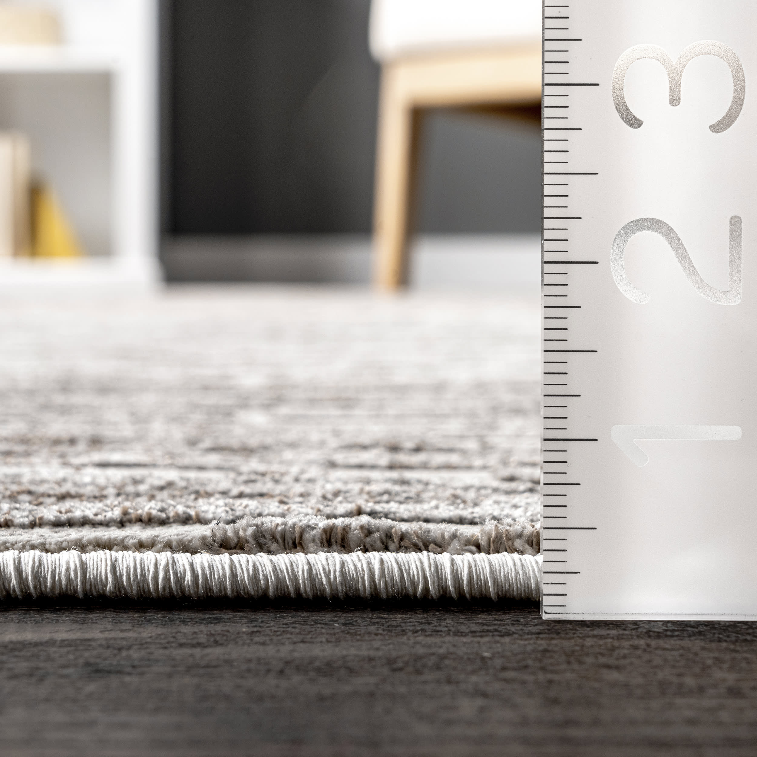 Ellen Rippled Abstract Area Rug - Soft Modern Grey Boho Rug for Living Room, Bedroom & Home Decor