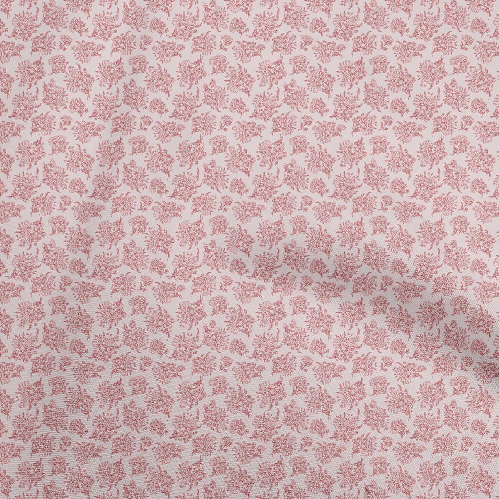 Premium 100% Cotton Poplin Twill Fabric - Dusty Pink Toile Print Dress Material (56