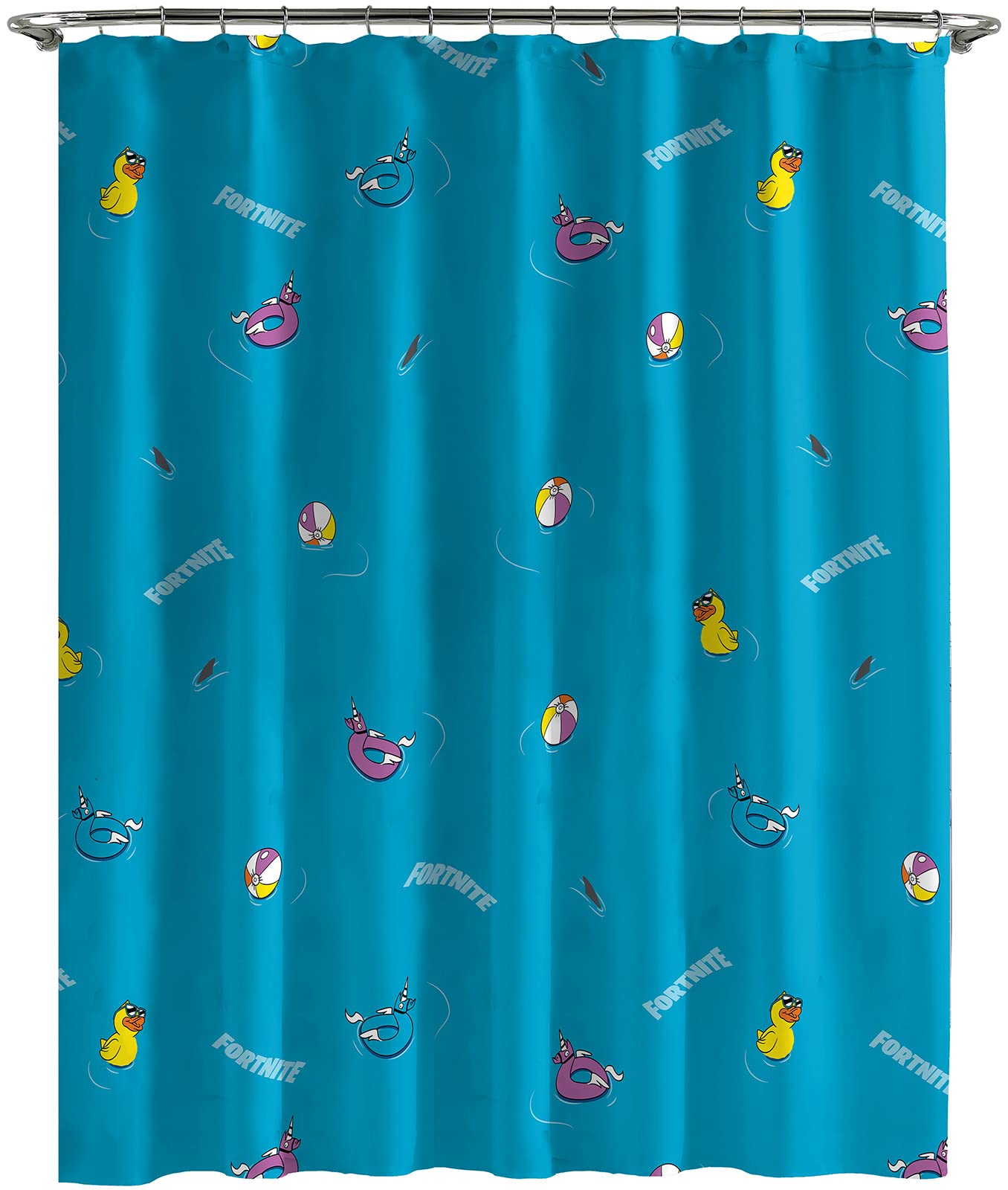 Jay Franco Fortnite Water Fun Shower Curtain - Easy Care Fabric Bathroom Decor with Game Characters | Official Licensed Fortnite Merchandise for Gamers & Kids Bedroom