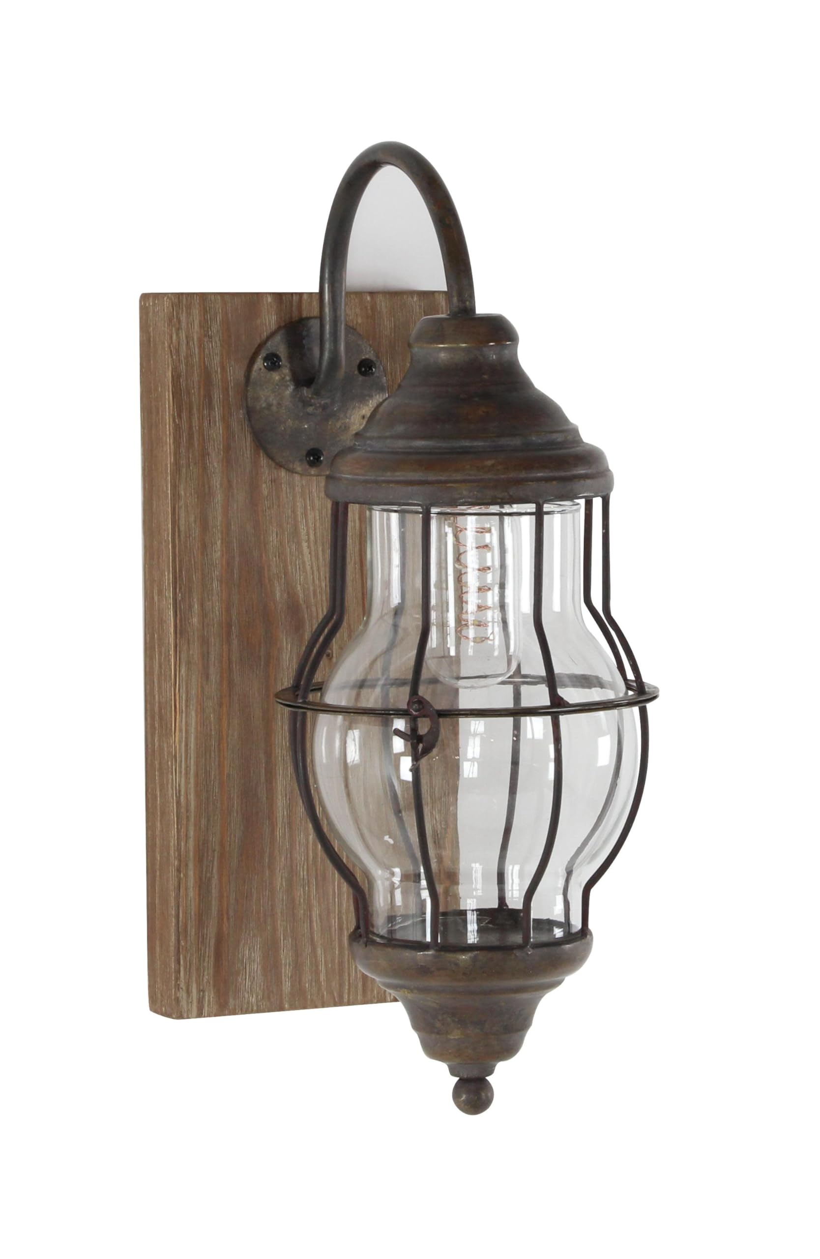 Deco 79 Brown Metal Table Lamp with Fixed LED Light - Battery Operated Accent Lamp for Bedroom, Living Room, Office - 5