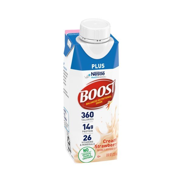 Boost Plus Nutritional Drink, 8 oz Cartons - High-Calorie Energy Drink for Adults & Seniors - Ideal for Weight Gain, Recovery & Daily Nutrition Support