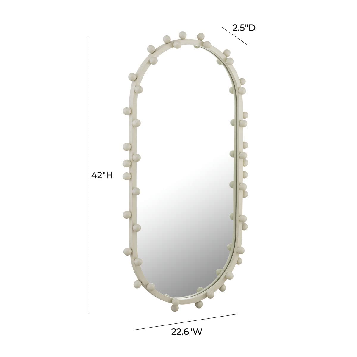 TOV Furniture Bubbles Ivory Large Oval Wall Mirror - 36