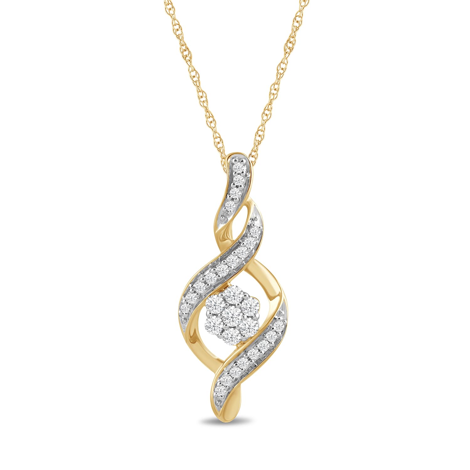 Amazon Essentials 10K Gold Diamond Twist Pendant Necklace (1/4 cttw) - Elegant Jewelry Gift for Women, Perfect for Anniversaries, Birthdays & Special Occasions
