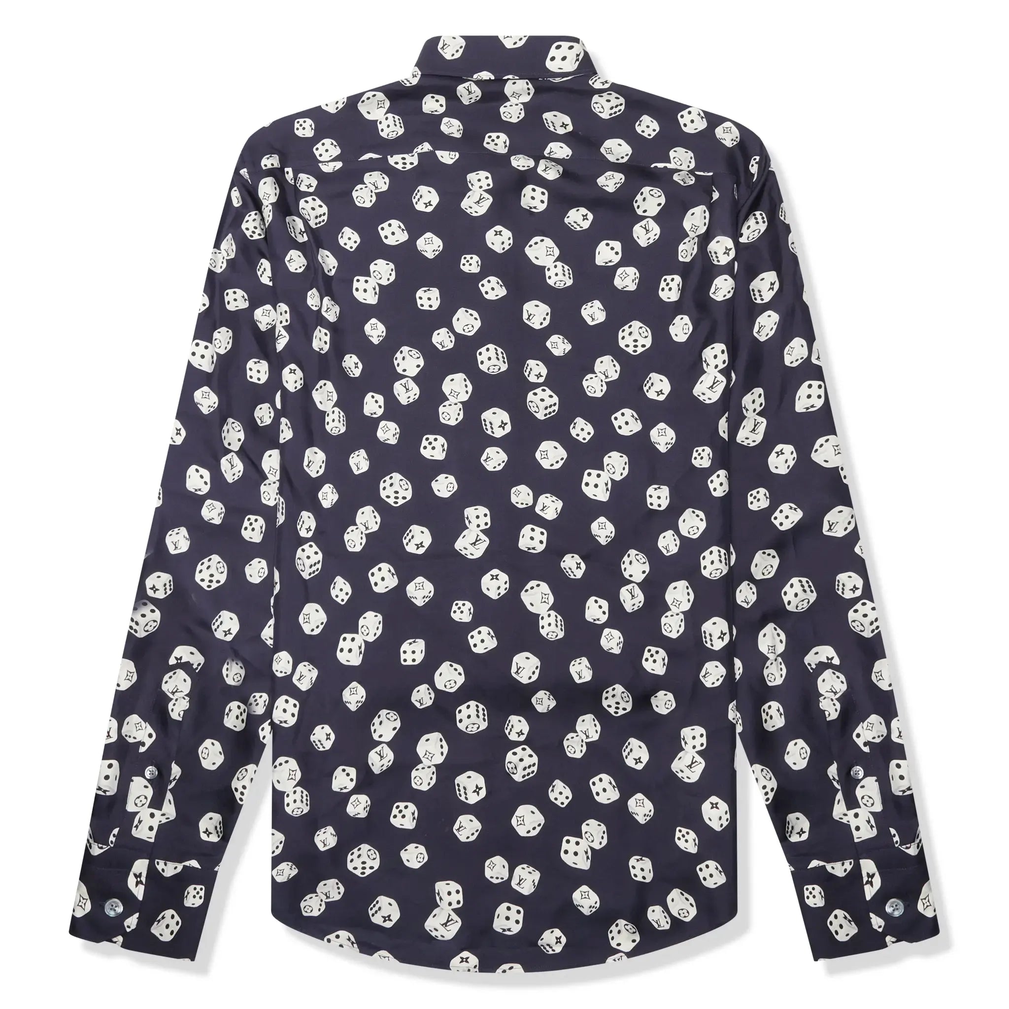 Louis Vuitton Navy Blue Silk Shirt with Dice Print - Luxury Designer Casual Wear for Men, Perfect for Parties, Date Nights & Upscale Events