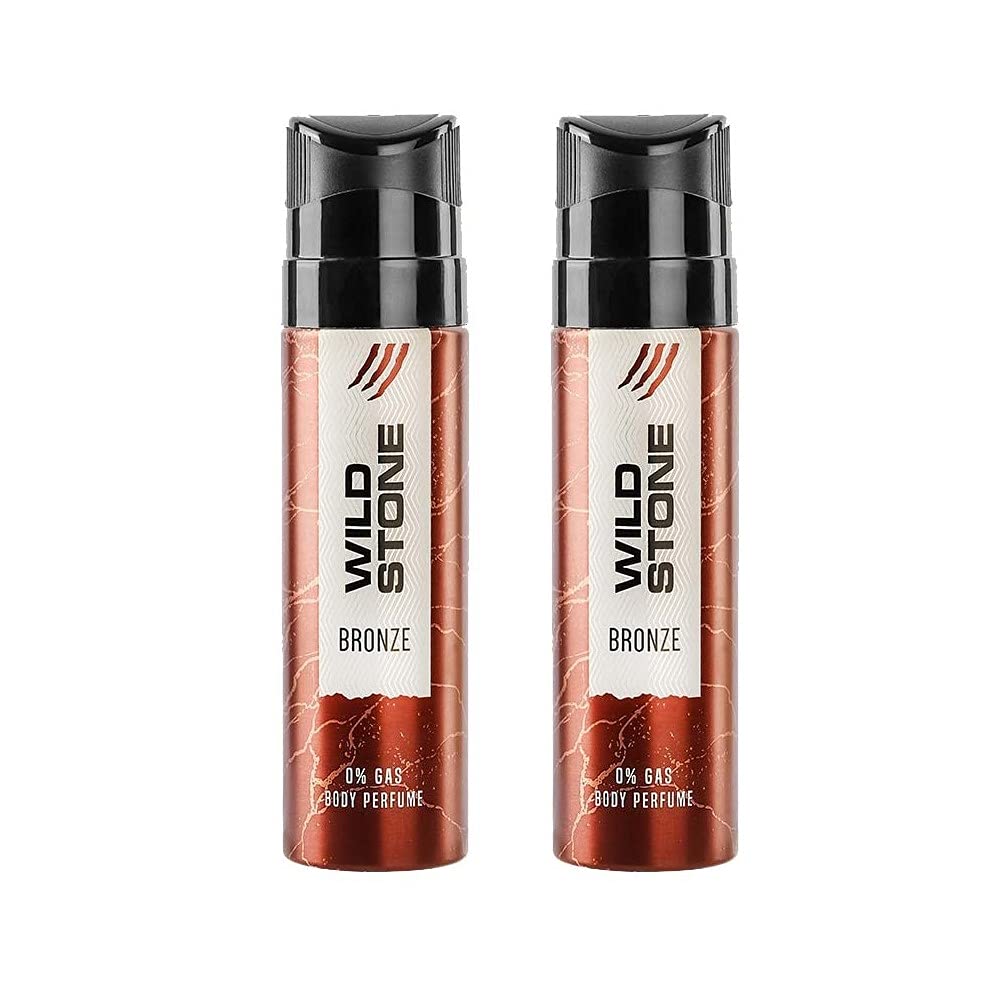 Wild Stone Bronze Perfume Body Spray for Men - 2 Pack (120ml Each) | Long-Lasting Fragrance, No Gas Deodorant | Perfect for Gym, Office & Night Out