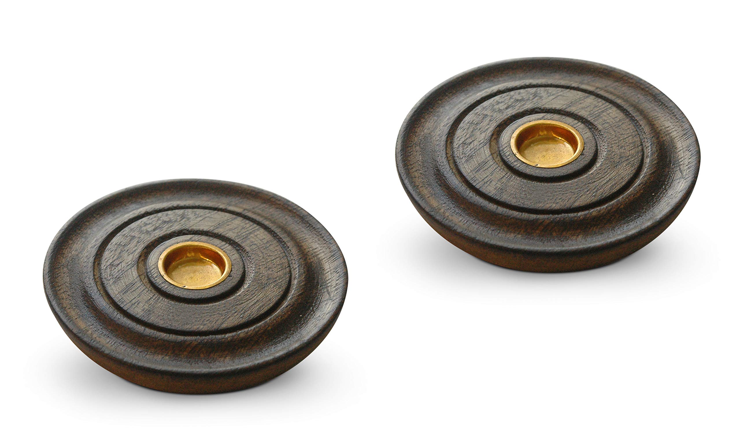 Premium Twin Pack Traditional Handmade Round Wood Incense Cone Holders with Ash Catcher - Perfect for Aromatherapy, Meditation, Yoga & Home Decor
