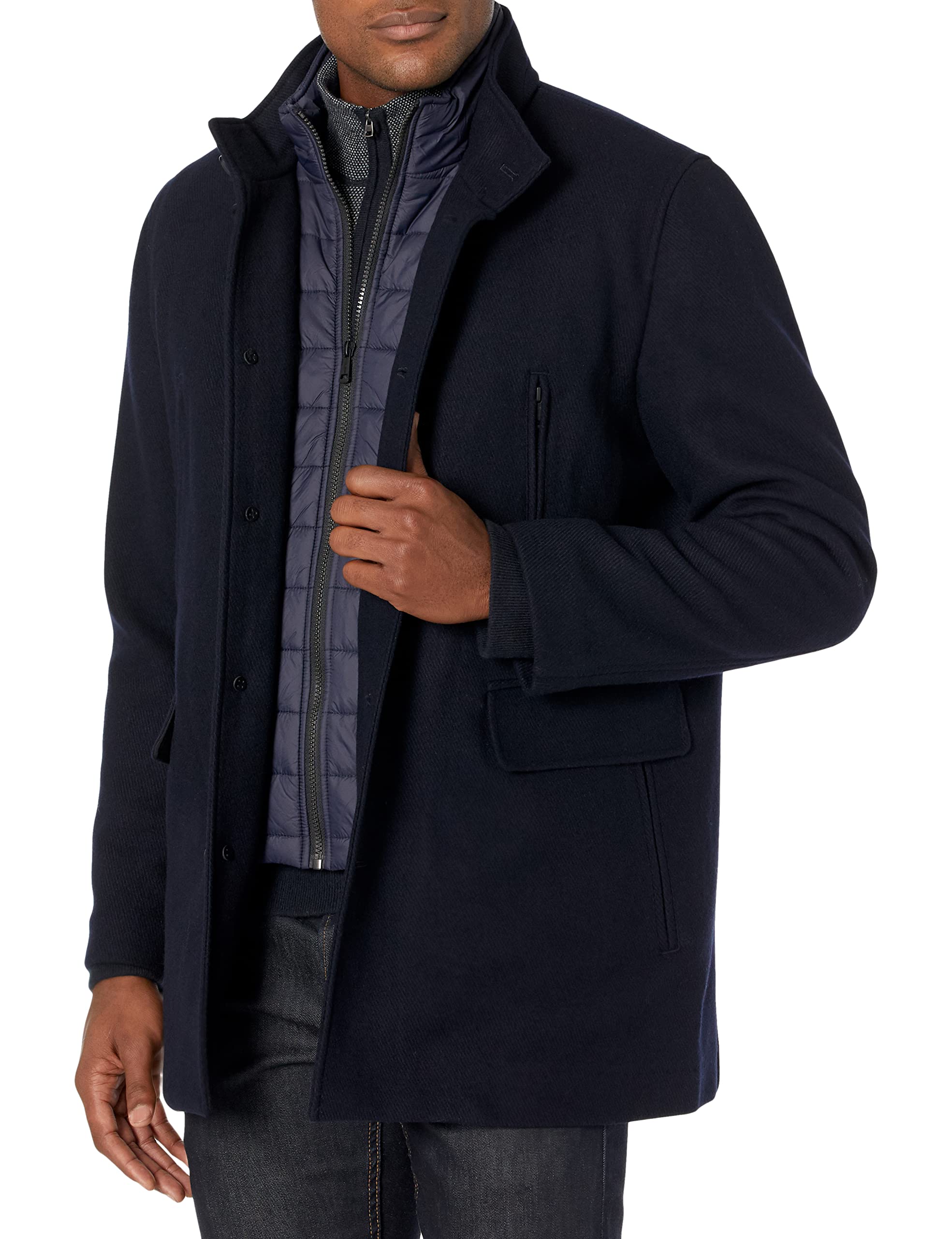 Cole Haan Men's Wool Twill Topper Coat - Water Resistant Winter Overcoat for Business & Casual Wear | Perfect for Office, Travel & Outdoor Activities