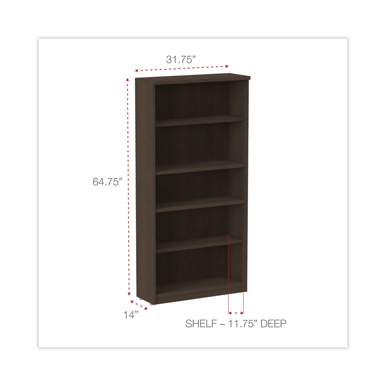 Alera Valencia 5-Shelf Bookcase - 31.75