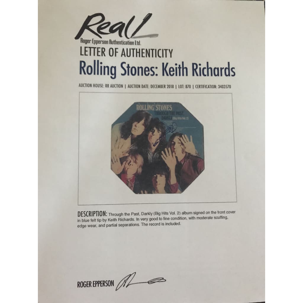 Authentic Rolling Stones Album Signed by Keith Richards with Epperson COA - Rare Collectible for Music Fans & Memorabilia Enthusiasts - Perfect for Display, Gifts & Auctions