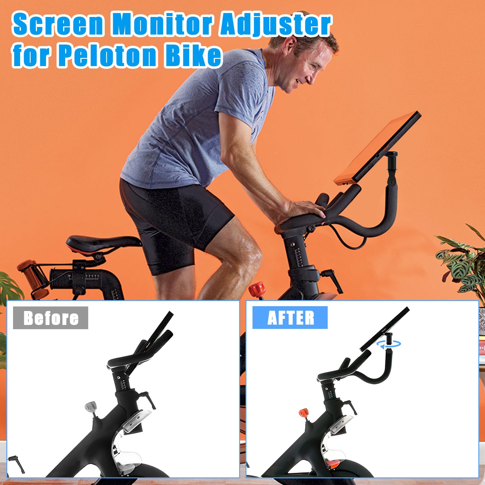 360 Degree Swivel Mount for Peloton Bike & Exercise Bikes - Adjustable Monitor Stand with Stainless Steel Arm & Included Wrenches - Easy Installation for Home Gym Workouts & Cycling Training