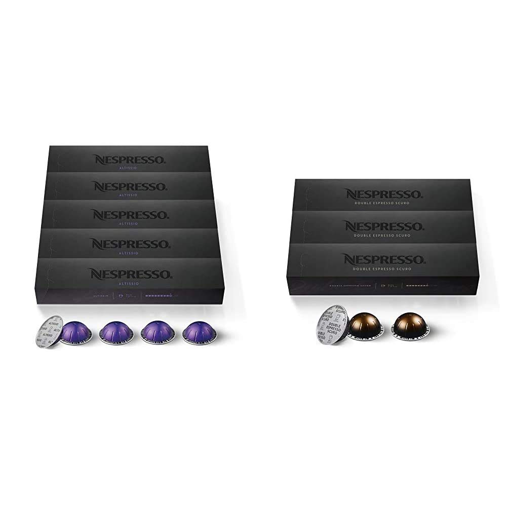 Nespresso VertuoLine Coffee Pods - Altissio Medium Roast & Double Espresso Scuro Dark Roast (60 Capsules) | Compatible with Vertuo Machines | Perfect for Home Brewing, Office Use & Gifts