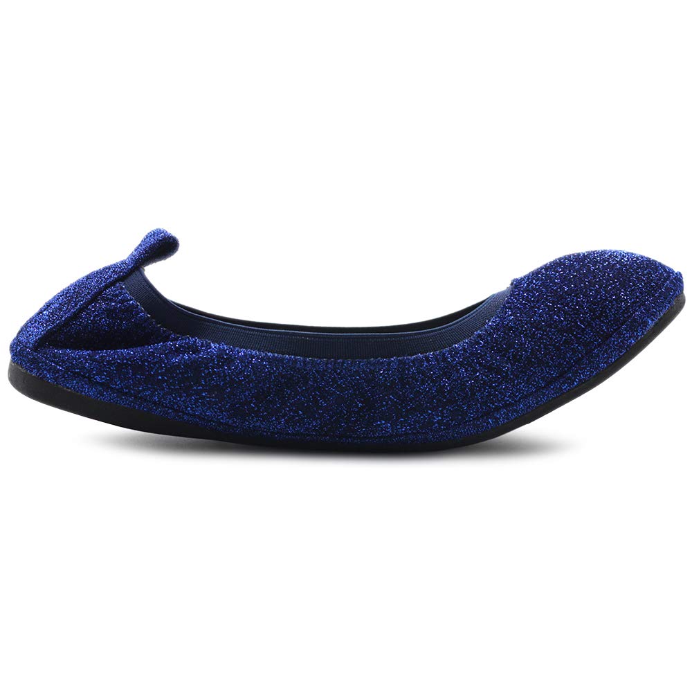 Ollio Women's Glitter Slip-On Ballet Flats - Comfortable Basic Shoes for Casual Wear, Office & Party Outfits | Style F118