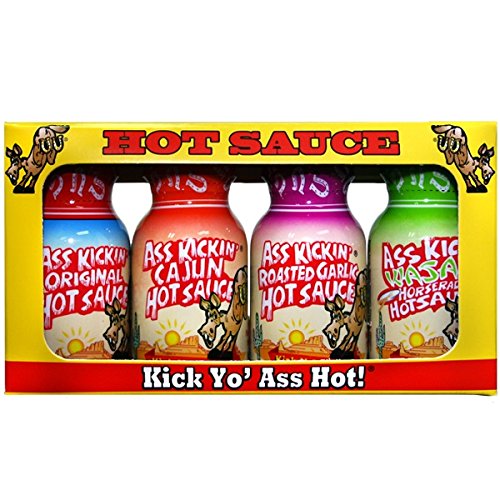 KICKIN' Premium Hot Sauce Gift Set – 4 Pack Travel Size .75 oz Bottles – Gourmet Spicy Condiment for Cooking, BBQ & Gifting – Perfect Christmas Present for Hot Sauce Lovers