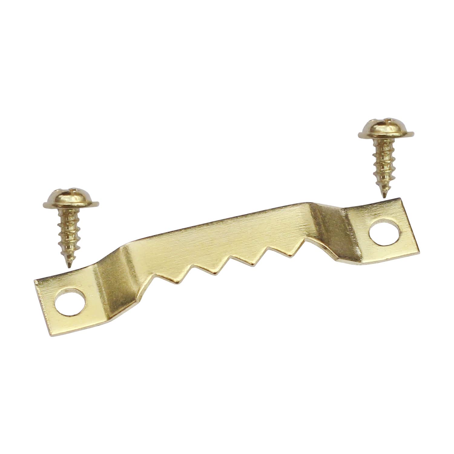 50 Pack Gold Sawtooth Picture Hangers with Screws - Heavy Duty Picture Hanging Hooks for Paintings, Photo Frames, Artwork, Clocks - Secure Wall Mounting Hardware for Home Decor & Gallery Displays
