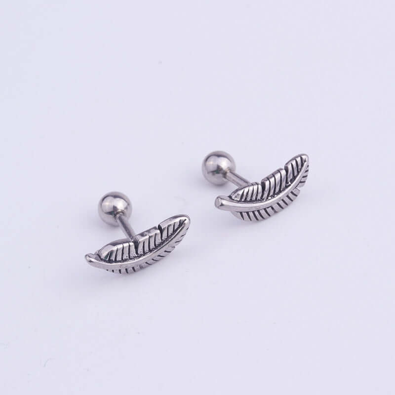 16G Cartilage Rose Leaf Ball Back Earrings for Women | ER8540 | Dainty & Elegant Ear Cuff for Daily Wear & Special Occasions