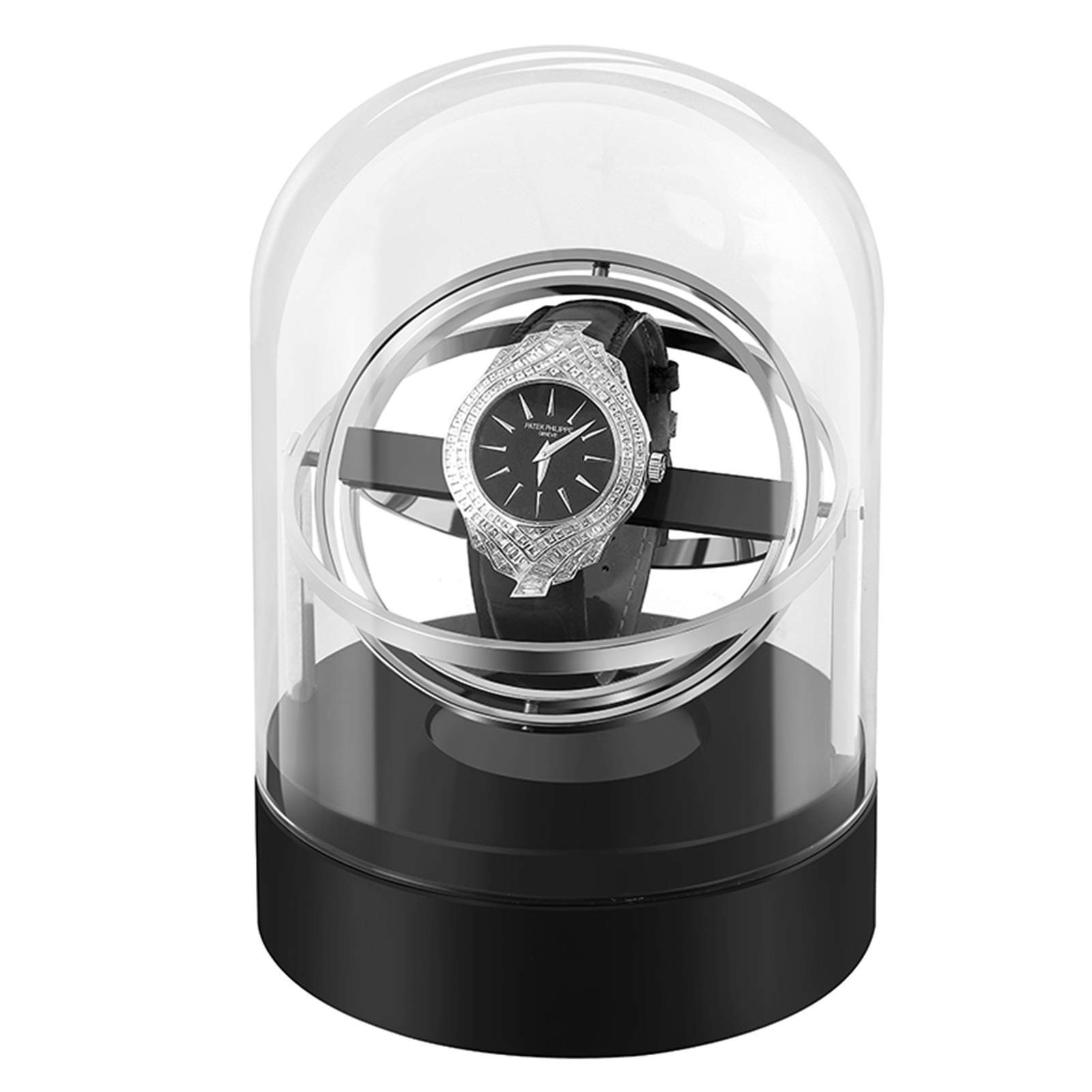 JHSHENGSHI Automatic Watch Winder - Single Watch Display Case with Metal Swinger Mechanism for Mechanical Watches | Perfect for Watch Collectors, Storage & Home Decor